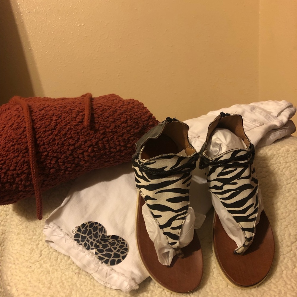Zebra print sandals size 7